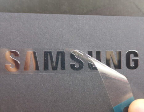 logotipo de metal adesivo samsung